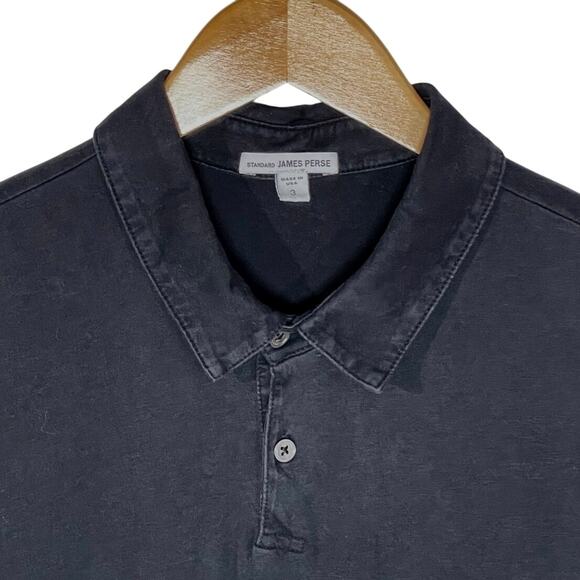JAMES PERSE Standard Men’s Black Short Sleeve Slim Fit Polo 3/Large - Picture 2 of 3
